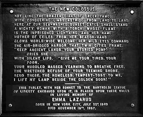The sonnet at the base of the Statue of Liberty